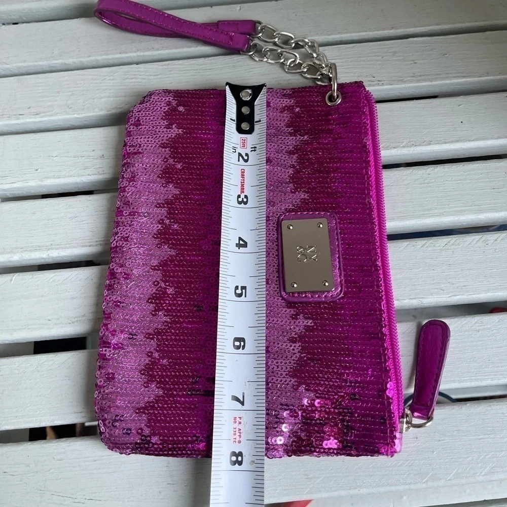 New York & Company Pink Sequin Evening Bag Clutch Wristlet NWOT